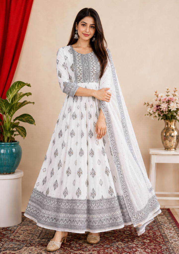 Women Anarkali Printed Kurti
