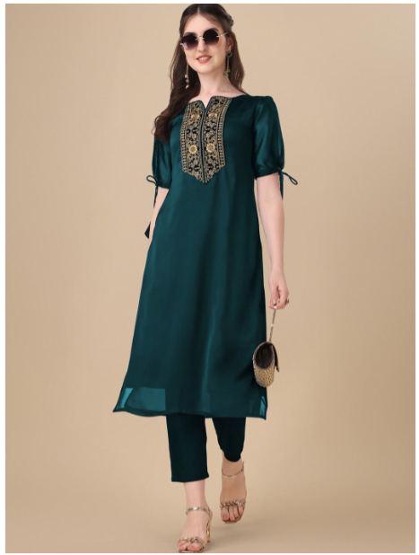Yoke Design Thread Work A-Line Kurta