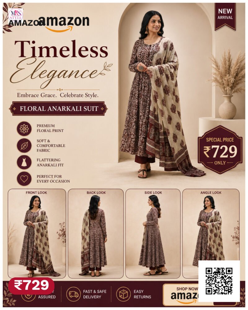 Nermosa Women Printed Anarkali Kurta