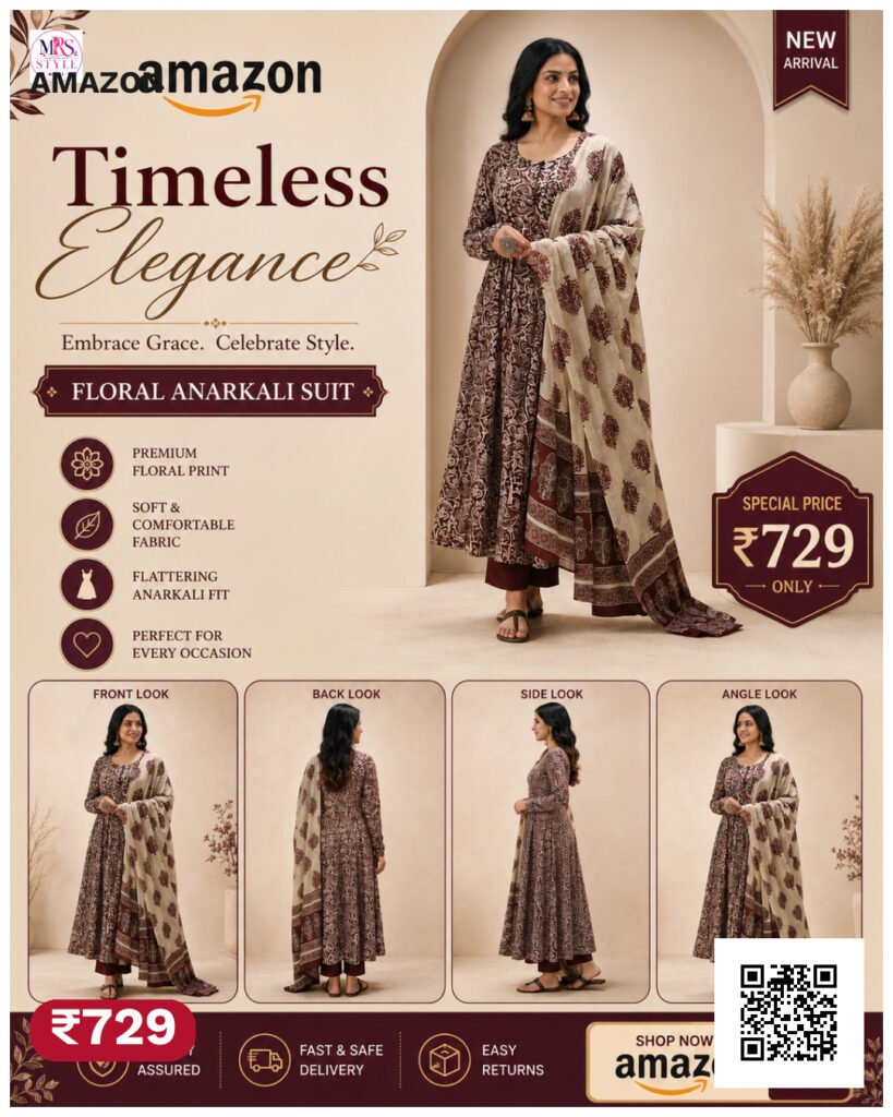 Nermosa Women Printed Anarkali Kurta