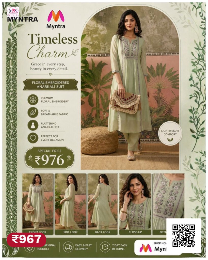 Embroidered Round Neck Kurta & Trousers