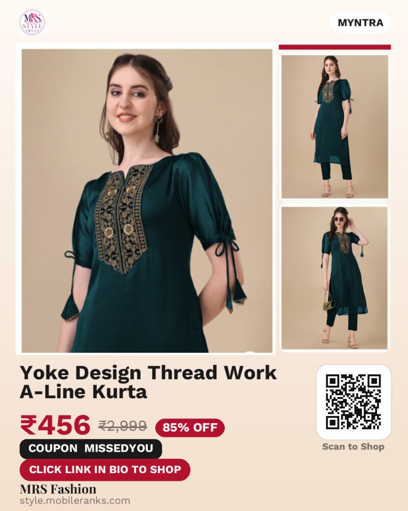 Yoke Design Thread Work A-Line Kurta