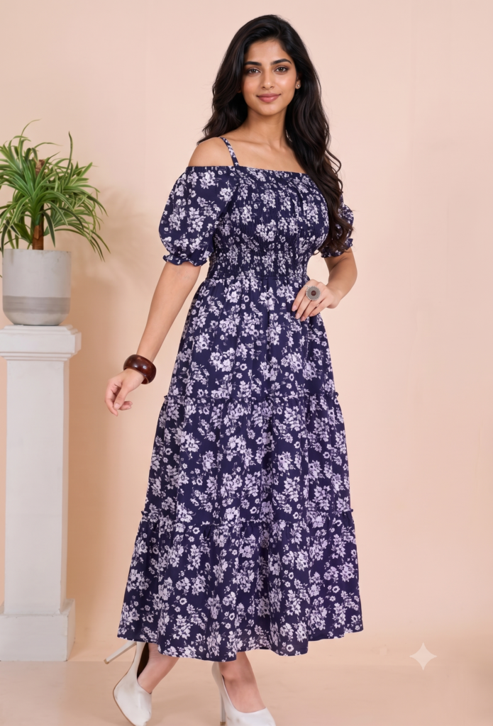 Floral Printed Fit & Flare Women’s Maxi Dress