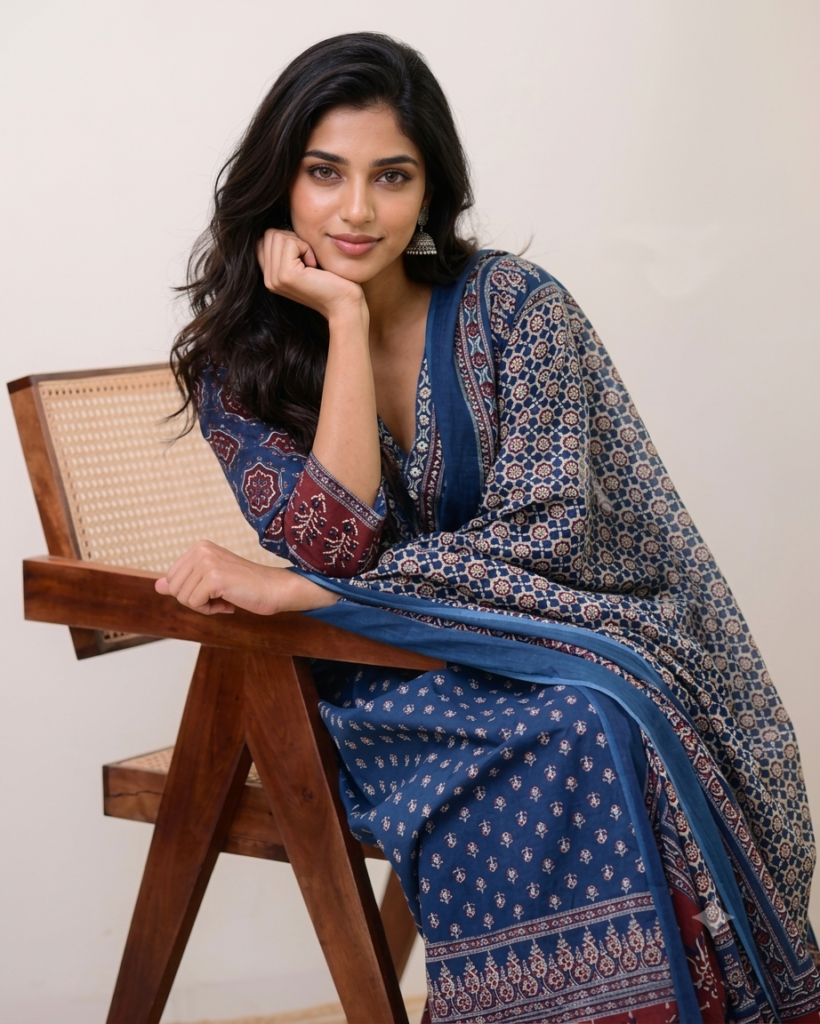 Rayon Printed Anarkali Kurta and Pant with Dupatta Set