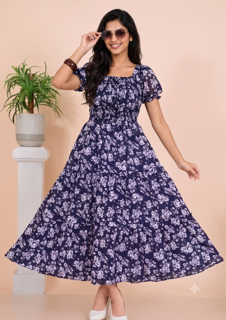 Floral Printed Fit & Flare Women’s Maxi Dress