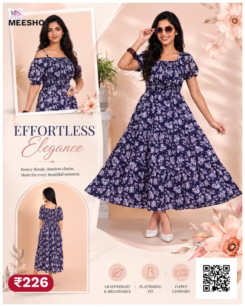 Floral Printed Fit & Flare Women’s Maxi Dress